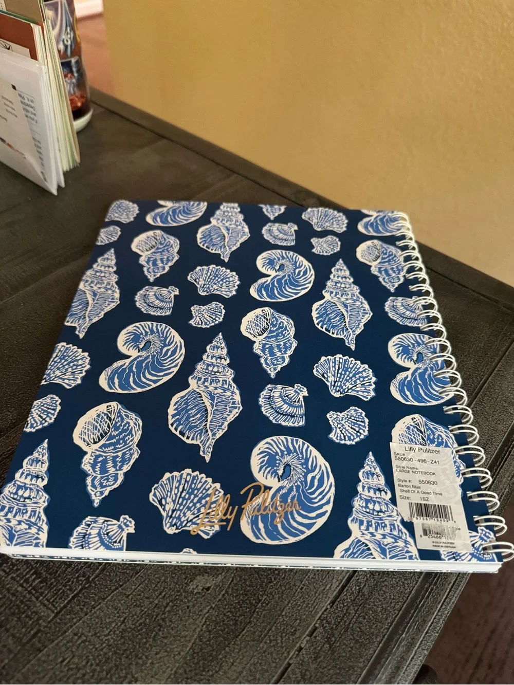 Lilly Pulitzer college ruled Spiral Notebook - Navy with White Shell Pattern